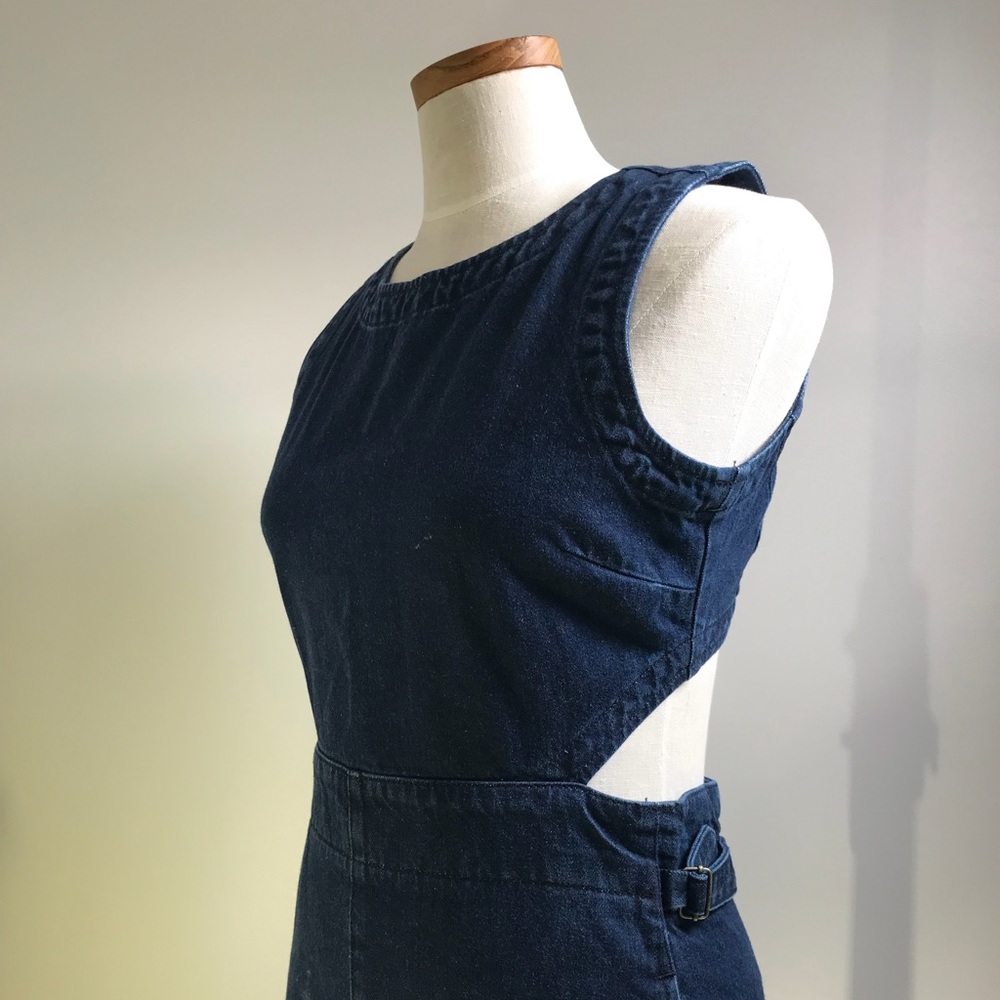 ASOS cut out denim wide leg crop jumpsuit